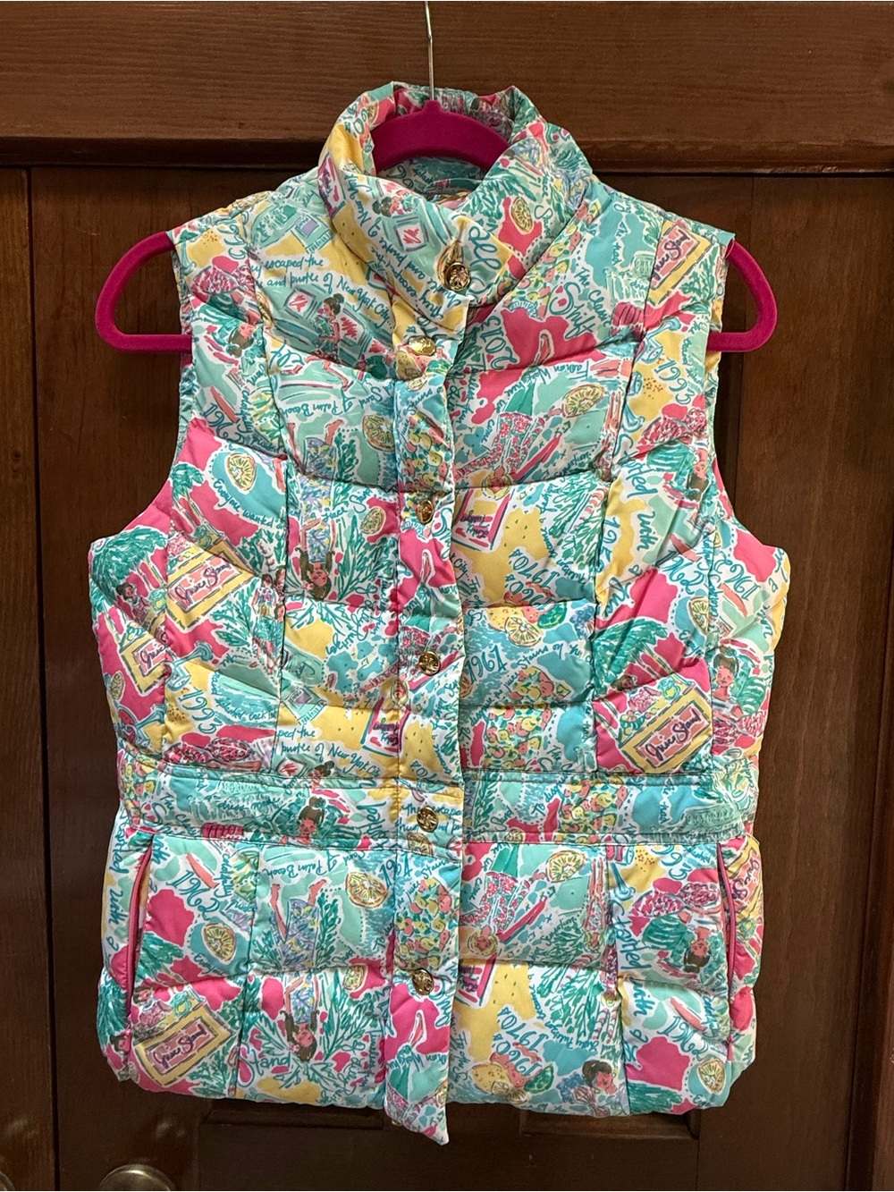 Lilly Pulitzer In the Beginning Printed Down Puffer Vest